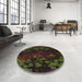 Round Patterned Black Brown Rug in a Office, pat2793brn