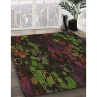 Patterned Black Brown Rug, pat2793brn