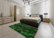Patterned Green Rug in a Bedroom, pat2793grn