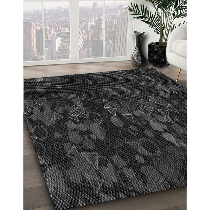Patterned Midnight Gray Rug in Family Room, pat2793gry