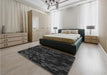 Patterned Midnight Gray Rug in a Bedroom, pat2793gry