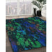 Machine Washable Transitional Teal Green Rug in a Family Room, wshpat2793lblu