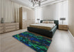 Patterned Teal Green Rug in a Bedroom, pat2793lblu