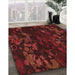 Patterned Red Rug in Family Room, pat2793rd