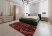 Patterned Red Rug in a Bedroom, pat2793rd