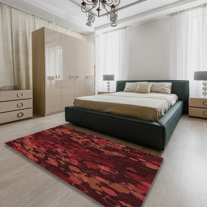 Patterned Red Rug in a Bedroom, pat2793rd