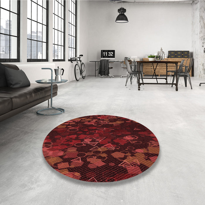 Round Patterned Red Rug in a Office, pat2793rd