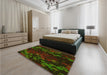 Patterned Black Brown Rug in a Bedroom, pat2793yw