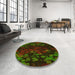 Round Patterned Black Brown Rug in a Office, pat2793yw