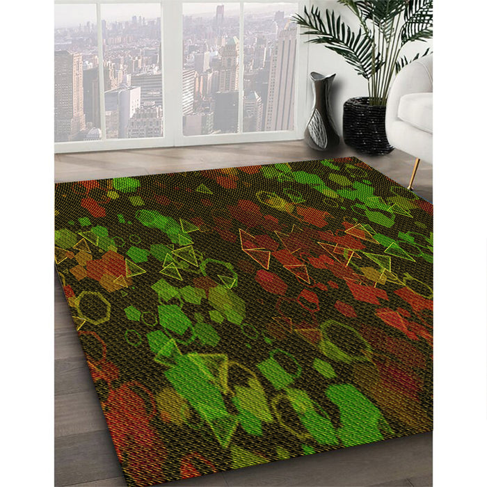 Patterned Black Brown Rug in Family Room, pat2793yw