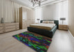 Patterned Mid Gray Novelty Rug in a Bedroom, pat2793