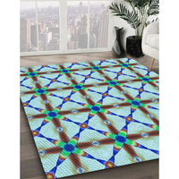 Patterned Aquamarine Green Rug, pat2794lblu