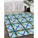 Patterned Aquamarine Green Rug in Family Room, pat2794lblu