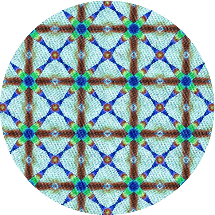 Square Patterned Aquamarine Green Rug, pat2794lblu