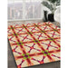 Patterned Red Rug in Family Room, pat2794org