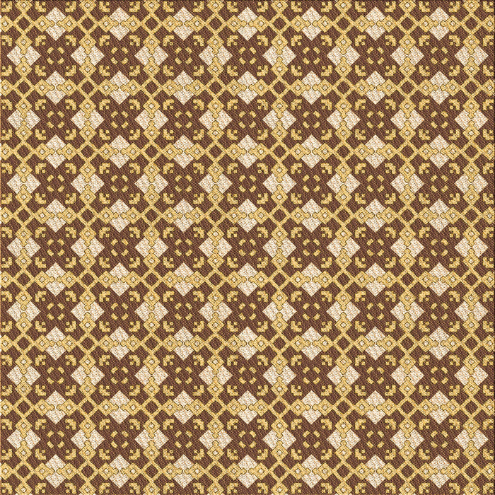 Round Patterned Saddle Brown Rug, pat2795org