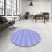 Round Patterned Light Slate Blue Rug in a Office, pat2796blu