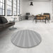 Round Patterned Silver Gray Rug in a Office, pat2796gry