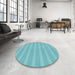 Round Patterned Macaw Blue Green Rug in a Office, pat2796lblu