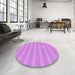 Round Patterned Violet Purple Rug in a Office, pat2796pur