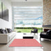 Square Patterned Light Coral Pink Rug in a Living Room, pat2796rd