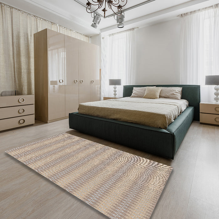 Patterned Dark Almond Brown Novelty Rug in a Bedroom, pat2796