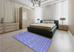 Patterned Denim Blue Rug in a Bedroom, pat2797blu