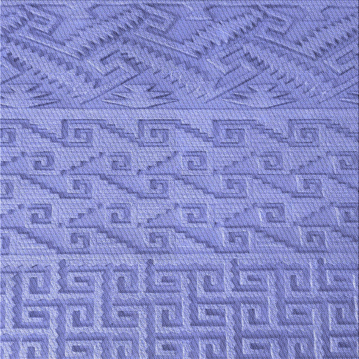 Round Patterned Denim Blue Rug, pat2797blu