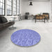 Round Patterned Denim Blue Rug in a Office, pat2797blu