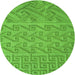 Square Patterned Dark Lime Green Rug, pat2797grn