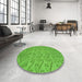 Round Patterned Dark Lime Green Rug in a Office, pat2797grn