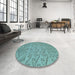 Round Patterned Sea Green Rug in a Office, pat2797lblu