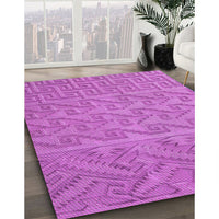Patterned Bright Neon Pink Purple Rug, pat2797pur