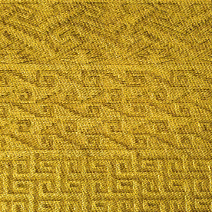 Round Patterned Deep Yellow Rug, pat2797yw