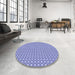 Round Patterned Jeans Blue Rug in a Office, pat2798blu