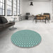 Round Patterned Tiffany Blue Rug in a Office, pat2798lblu