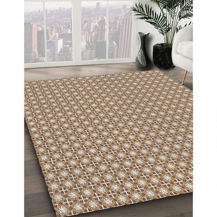 Patterned Sienna Brown Novelty Rug in Family Room, pat2798