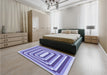 Patterned Slate Blue Rug in a Bedroom, pat2799blu