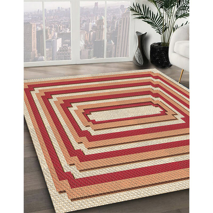 Machine Washable Transitional Red Rug in a Family Room, wshpat2799brn
