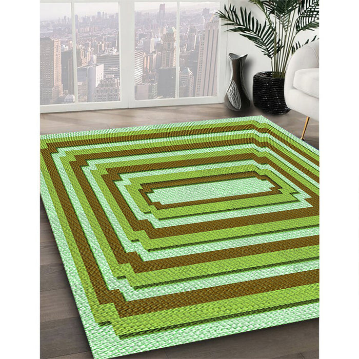 Machine Washable Transitional Olive Green Rug in a Family Room, wshpat2799grn