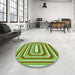 Round Patterned Olive Green Rug in a Office, pat2799grn