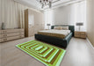 Patterned Olive Green Rug in a Bedroom, pat2799grn