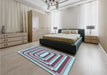 Patterned Blue Rug in a Bedroom, pat2799lblu