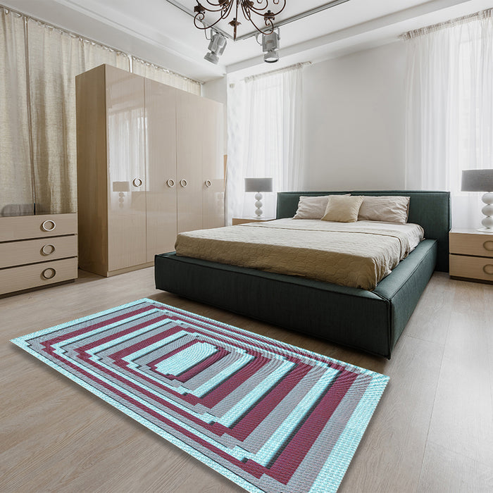 Patterned Blue Rug in a Bedroom, pat2799lblu