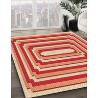 Patterned Neon Red Rug, pat2799org