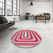 Round Patterned Rose Gold Pink Novelty Rug in a Office, pat2799