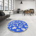 Round Patterned Jeans Blue Novelty Rug in a Office, pat279