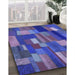 Patterned Medium Slate Blue Rug in Family Room, pat28blu