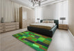 Patterned Army Green Rug in a Bedroom, pat28grn