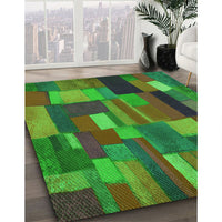 Patterned Army Green Rug, pat28grn